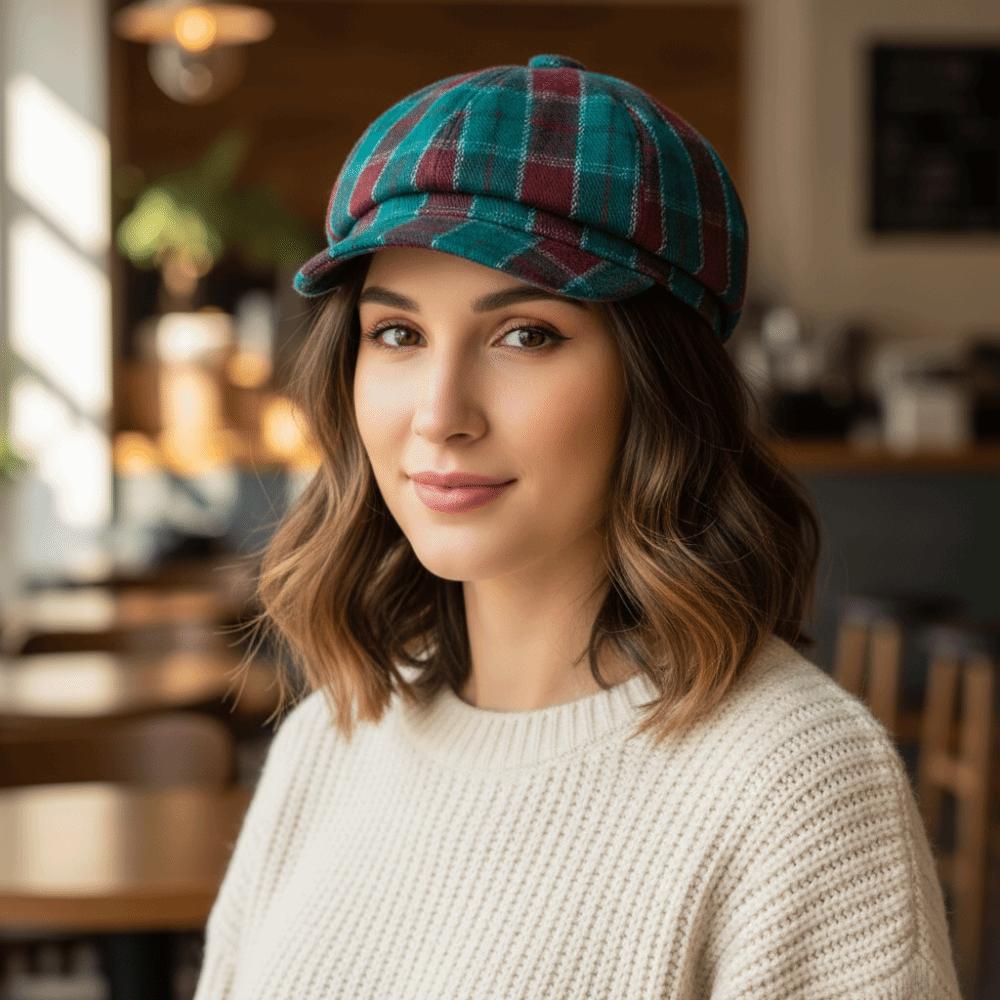 Comfortable Flat Peaked Cap Print Plaid Octagonal Beret Unisex Painter Beret Hat Spring Season