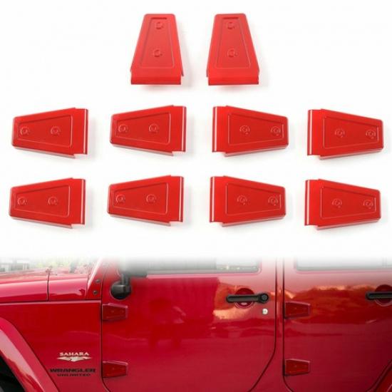 Red Hood Hinge Door Hinges Cover Trim Upgrade Parts For Jeep Wrangler JK 2007-17