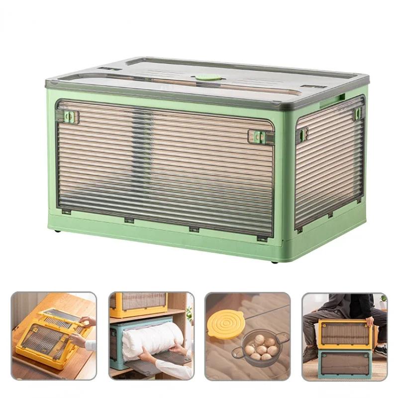 Vollständig offene faltbare Aufbewahrungsbox mit Deckel, multifunktionaler faltbarer Kunststoff-Organizer, Schrank-Organizer-Behälter für Spielzeug, Bücher, Auto