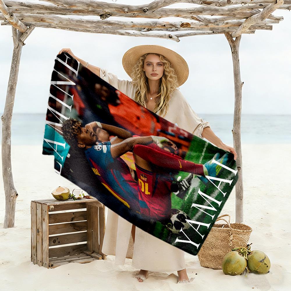 Yamal Spain's Soccer Star Celebration Beach Towel Super Soft & Absorbent Comfortable Lightweight Perfect for Traveling Yoga Camping and Swimmin