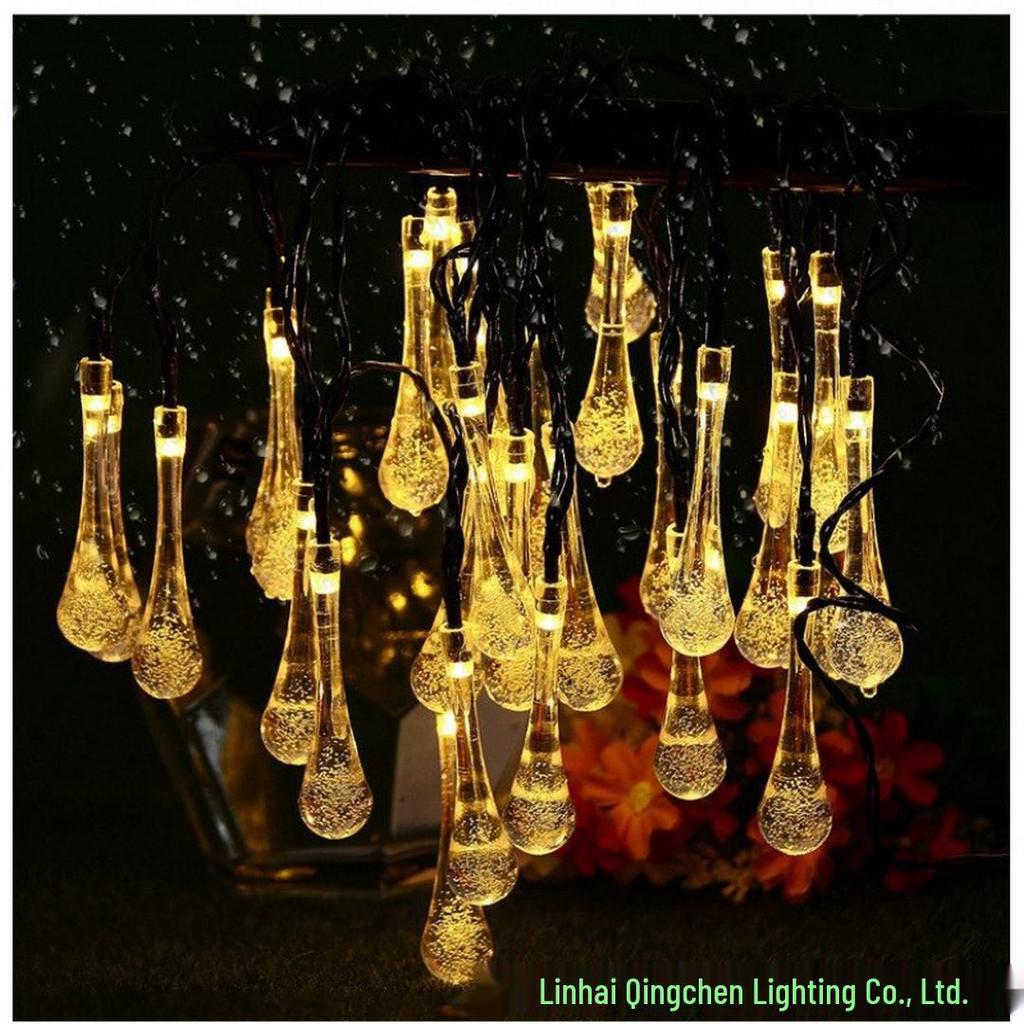 Solar LED Water Drop String Lights, Battery/USB, Waterproof, Indoor/Outdoor Festival Decoration