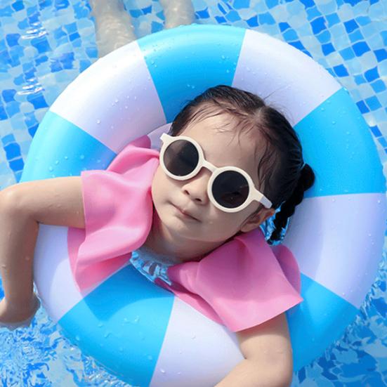 Kinder Schwimmring Starker Auftrieb Buntes Streifenmuster Verdickte Schwimmflügel Umkippsicher PVC Poolwasser Aufblasbarer Schwimmkreis Wasserspielzeug