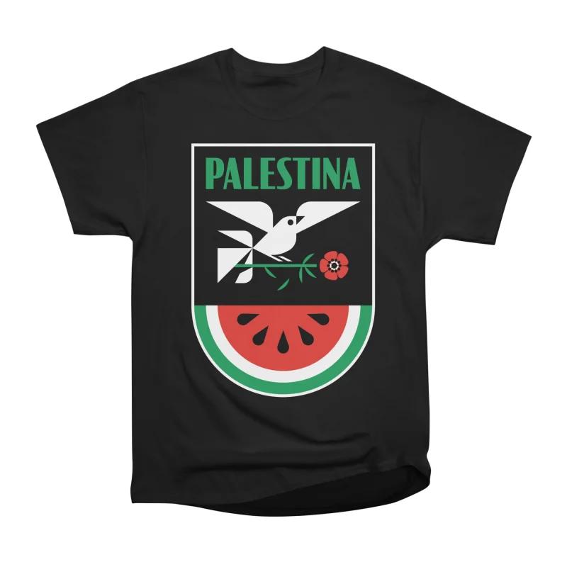 

Men Casual Shirts Short Sleeves PALESTINA EMBLEMA Black Tees Oversized T-shirts XXXL чорний