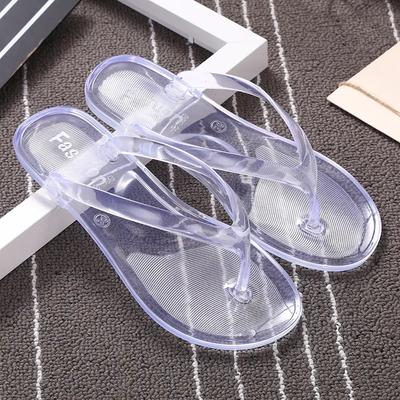 Fashion Summer Beach Flat Clear Flip Flops Girls Transparent Slippers Female Jelly Shoes Plain Color Women's Flip-Flops Ladies Slides