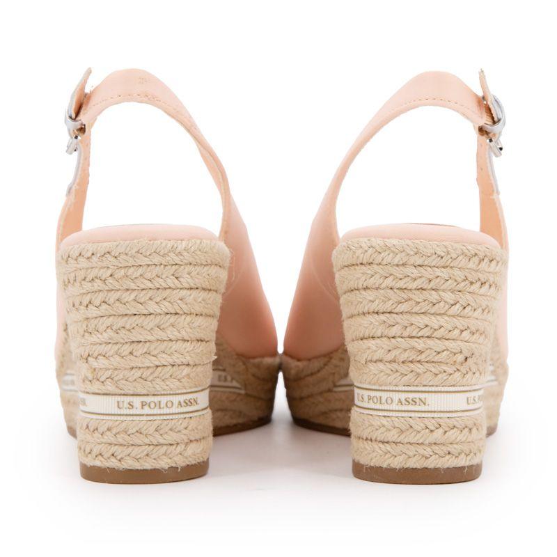 Sandales espadrille compensée tissu rose pastel Femme US POLO