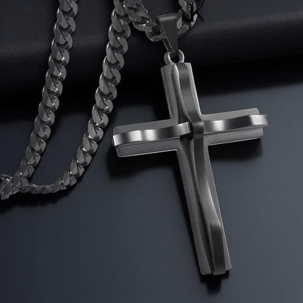 1PC Mens Cross Pendant Necklace Hip Hop Jewelry Accessories Fashion Trendy Necklace for Men
