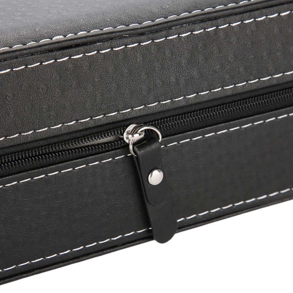 Anti-scratch PU Leather Watch Bag Black 6 Slots Watch Storage Zipper Type Dustproof Watch Case Watch Protection