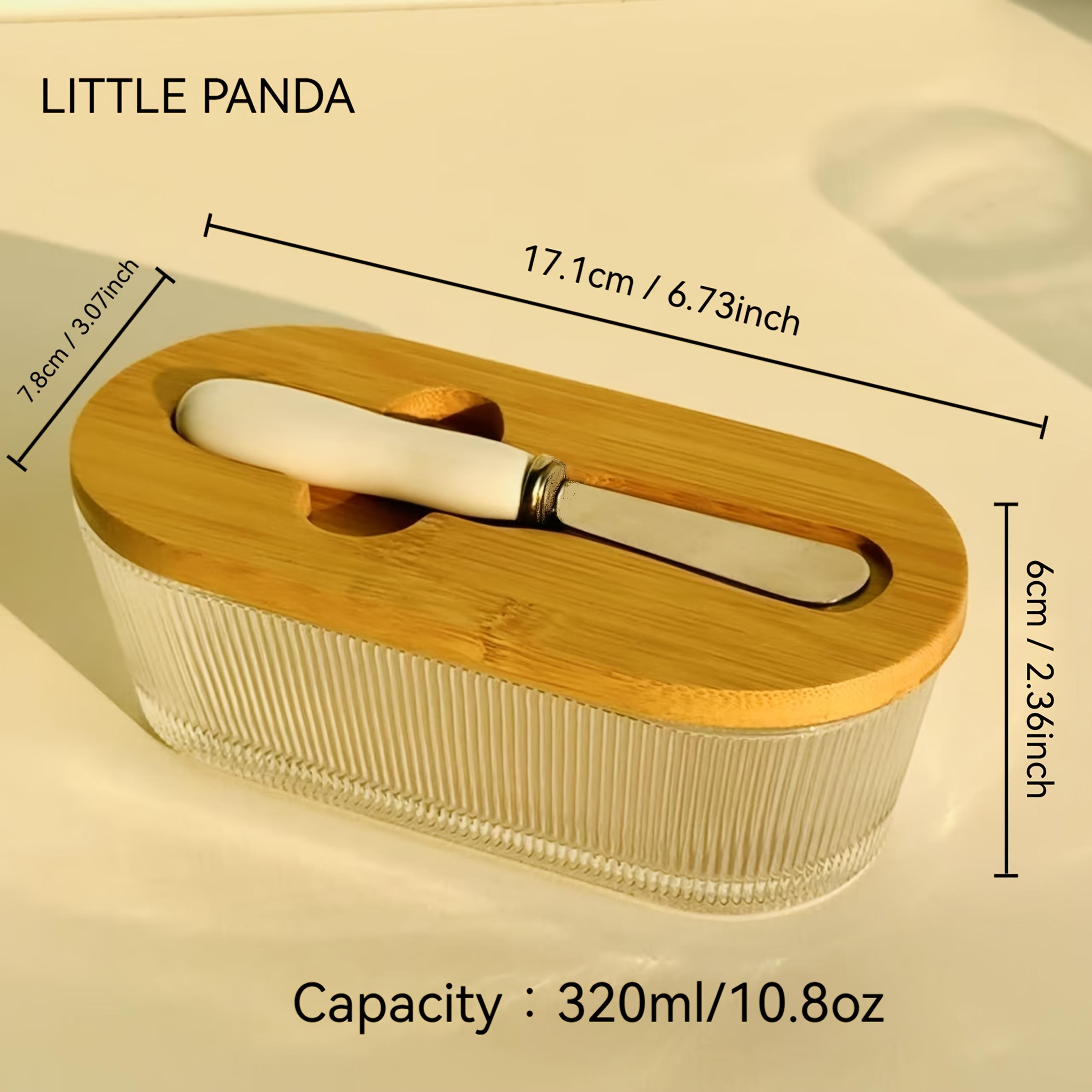 

[Стеклянная масленка] Стеклянная масленка с герметичной крышкой | Подходит для хранения на столешнице и на дверце холодильника - Лоток для масла с крышкой для холодильника 320ml