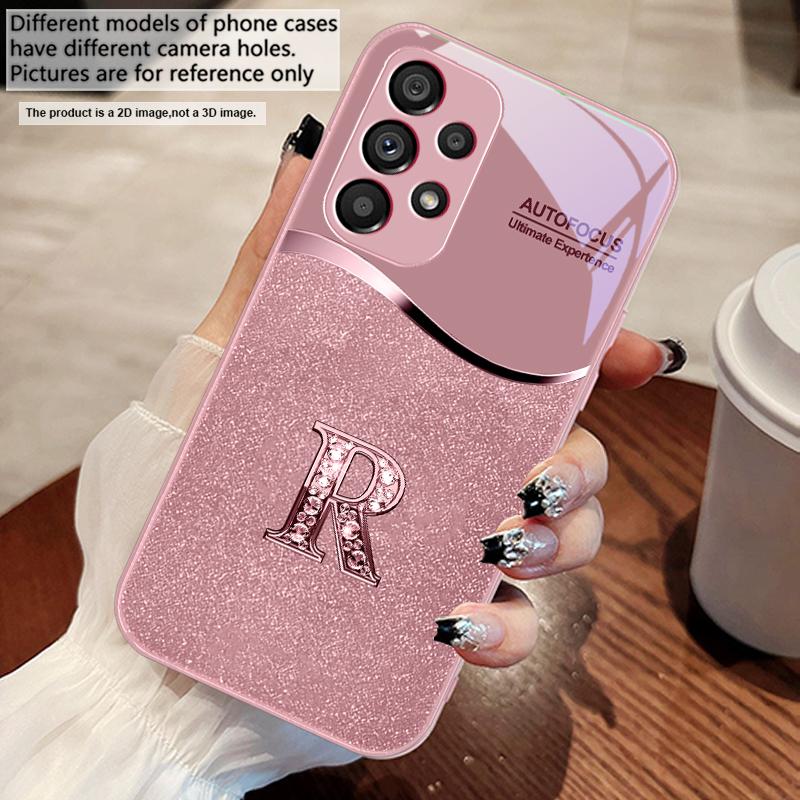 Písmeno R se zlatým okrajem Pro Samsung S 25 S25 Edge S25Ultra S8 S9 S10 20 U ltra S21 Pro S22 Plus S23 FE S24 Ultra Skleněný kryt na telefon