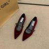 Fashion Pointed Flat Shoes for Women Spring Autumn 2025 New Casual Suede Pointed Mary Jane Shoes Plus Size 41 42 43 Women's Shoes