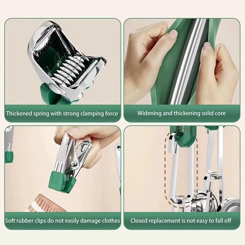 18 Clip Stainless Steel Sock Rack Clothes Rack Multifunctional Household Unmarked Underwear Drying Rack Balcony Storage Racks