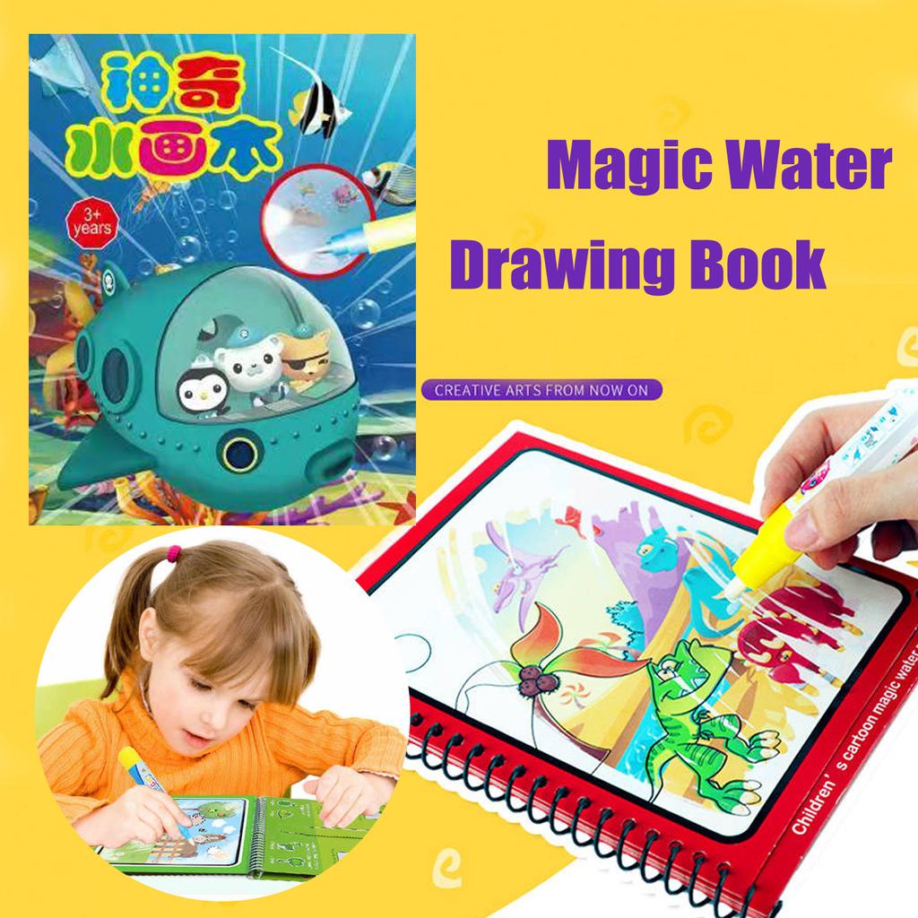 Buy Magic Water Drawing Book Magic Water Reusable Doodle Board for Kids ...