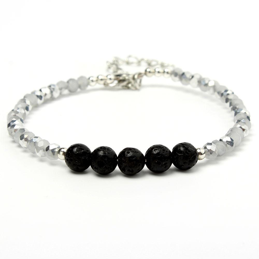 Браслет JYL TS Женский с бусинами в виде букв Усиливает выразительность 6319E gray темный салатный