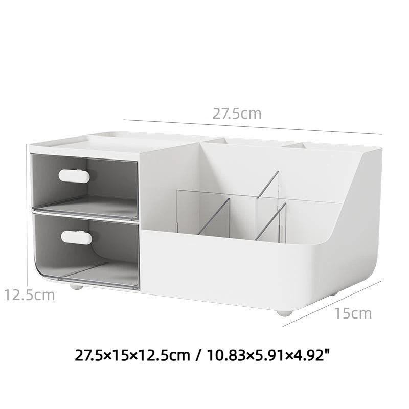 Large Capacity Multifunctional Desk Organizer With 2 Transparent Drawers, Desktop Office Supplies Storage Pen Holder For School
