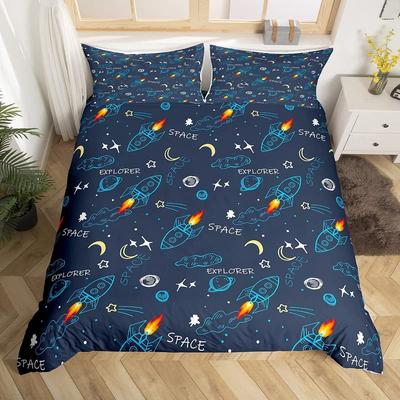 Set Copripiumino Spazio Esterno Universo Galassia Coperta Trapuntata Adatto Per Bambini Ragazzi Ragazze Stelle Luna Set Biancheria da Letto Caldo Copripiumino