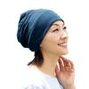Aderans Medical Stepped One Size Fits Ideal for Sleeping and Hospital Use Cap, Rib, 100% Cotton, All, 56cm-58cm, Ribbed, Washable, Breathable, (Navy)