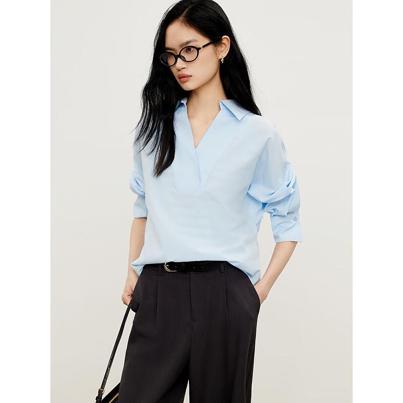 Gejin Premium Loose Fit Long Sleeve Lapel Shirt L
