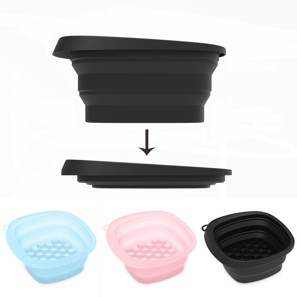 Silicone Face Ice Bowl Foldable Ice Bath Facial Washbasin with Built In Tray Cooling Facial Washing Basin for Home Travel