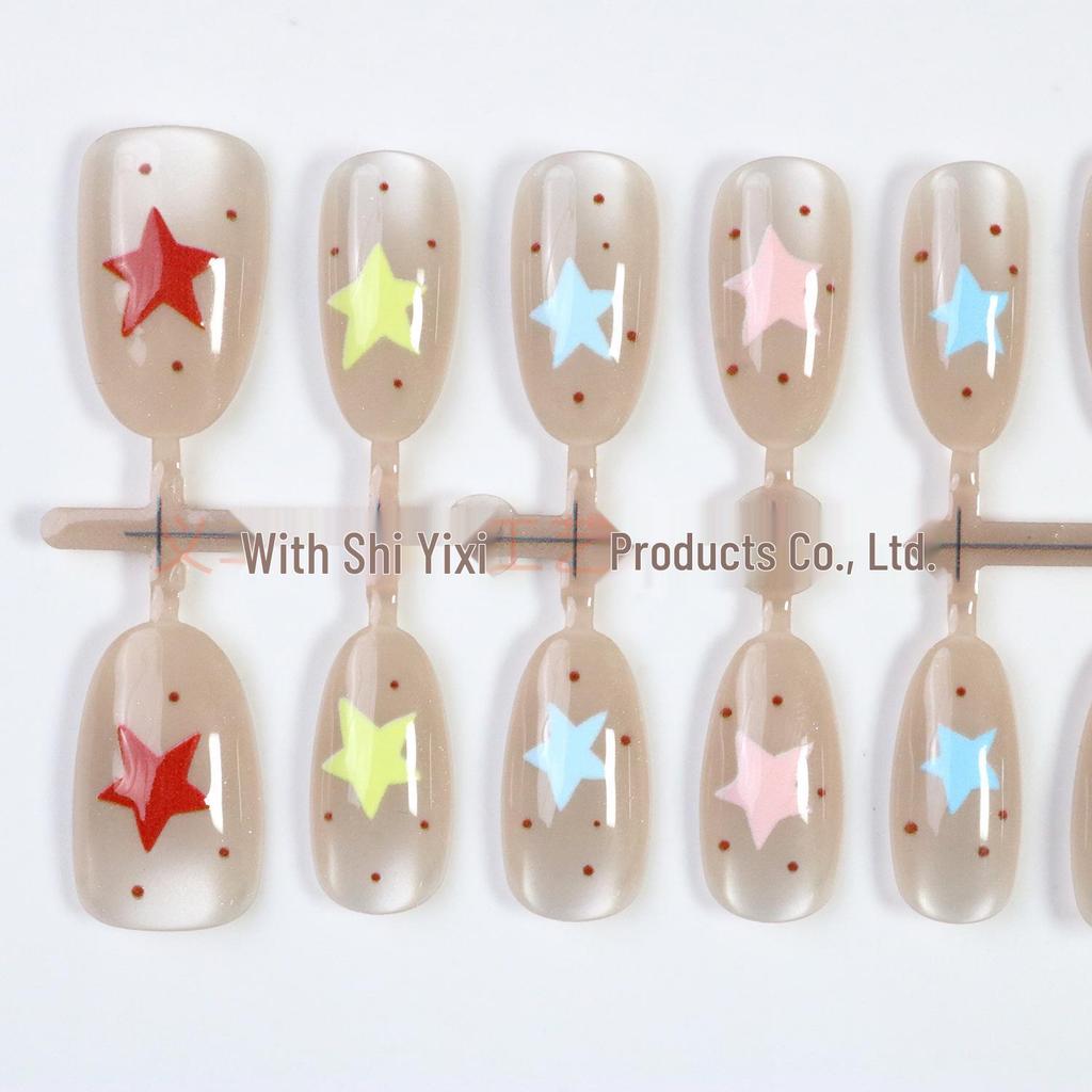 Starry Short Oval Cat Eye Press-On Nails - Light Luxury Ice Clear Manicure in Pure Desire Style