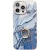 Suitable for IPhone16 Electroplated Phone Case, Apple 15promax Marble-patterned Ring Stand Cover