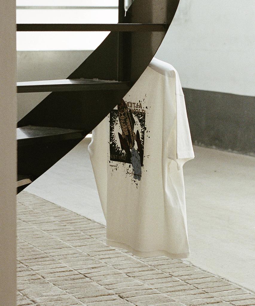 ALTER STUDIO Vintage Newold Print T-Shirt_White