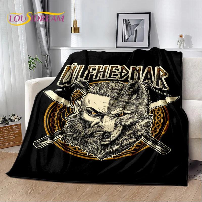 Retro Nordic Viking Mythology Odin Valhalla Blanket,Soft Throw Blanket for Home Bedroom Bed Sofa Travel Office Cover Blanket Kid