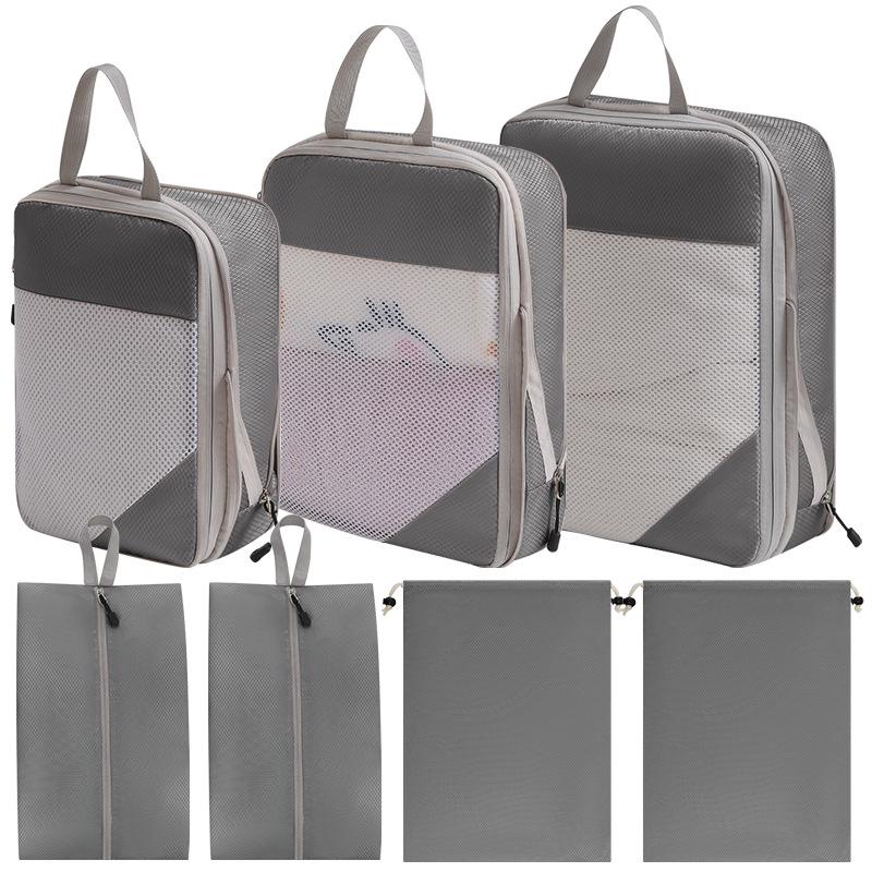 7-Piece Travel Compression Organizer Set for Clothes, Shoes, and Cosmetics