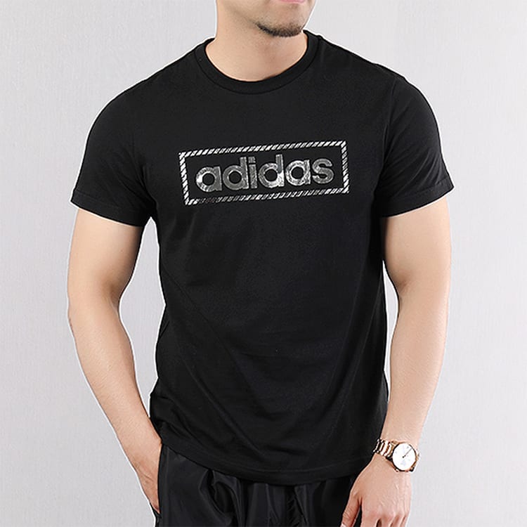 Adidas T Shirts Men's Black Crew Neck Moderate Straight Fit DY8721
