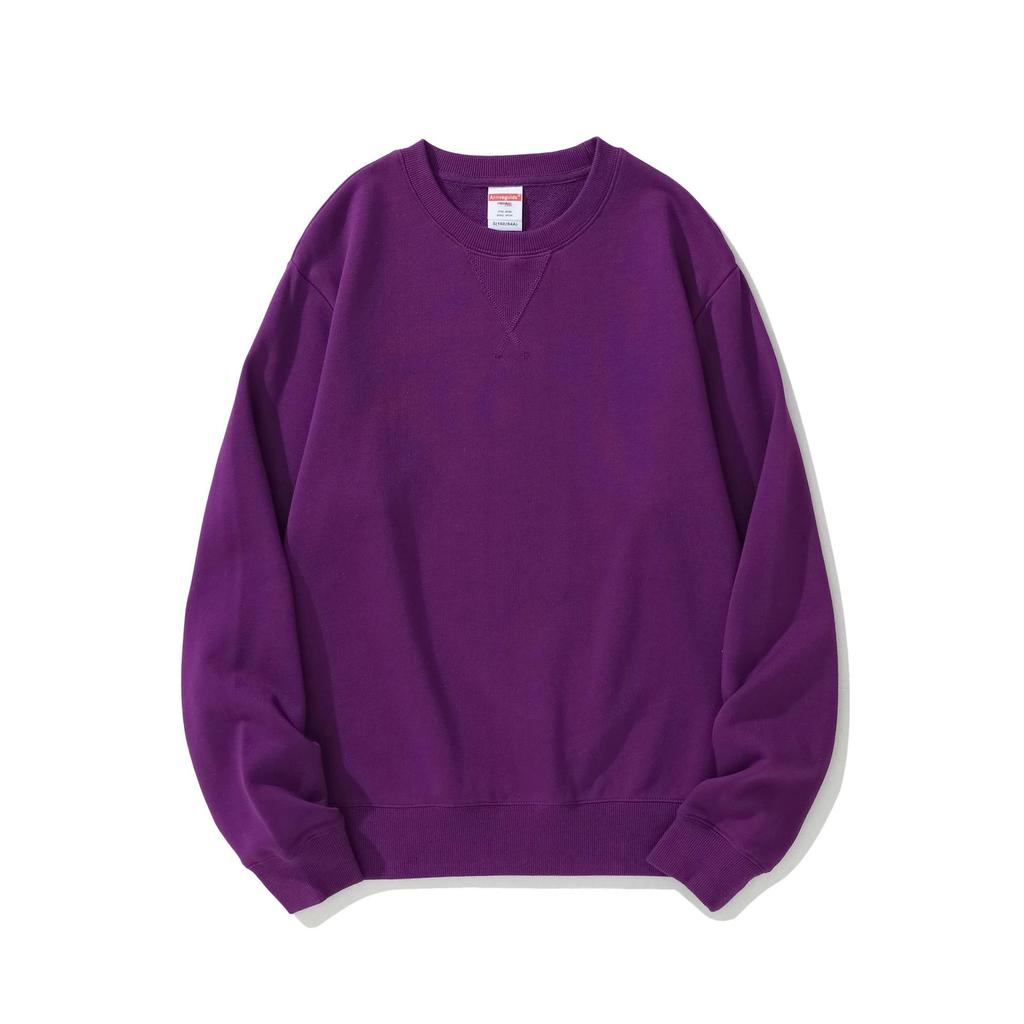 Herren Frühling und Herbst 380g Übergröße Rundhals Locker Langarm Pullover Einfarbiges Sweatshirt