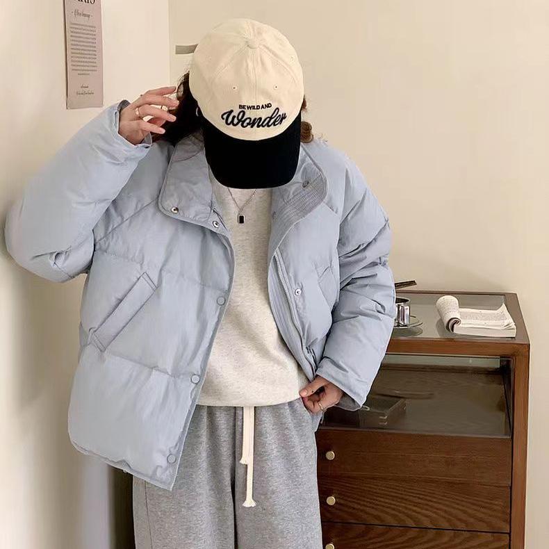 Daunen-Baumwolljacke für Damen, kurz, klein, einfarbig, modische Brotjacke, warme Winter-Baumwolljacke