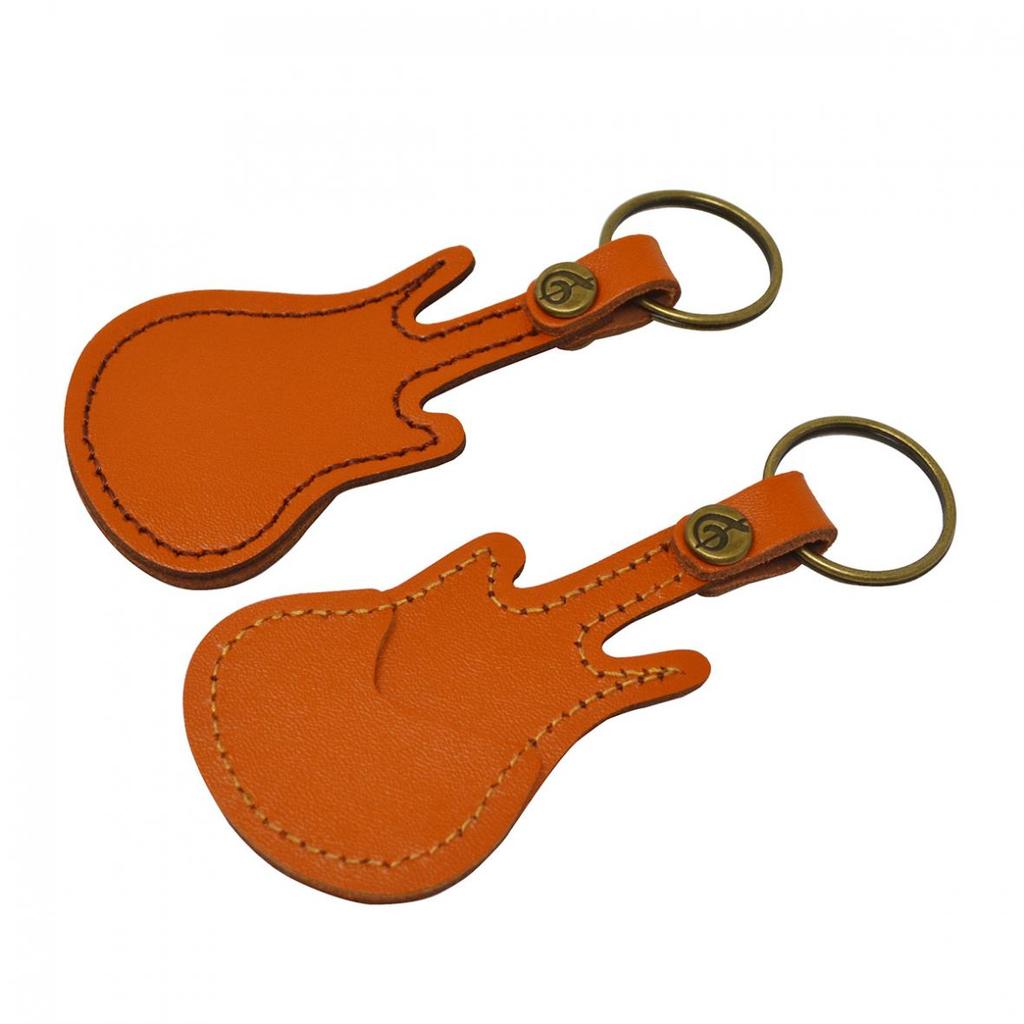 Genuine Leather Guitar Picks Holder Key Chain with 5 Picks Khaki / Green Optional