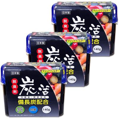 Geruchsneutralisierer für Kühlschränke und Gemüse, aktivierter Bincho-Holzkohle-Gel 140g x 3 Stück Set [Großpackung] Fächer, Kohle, Kombination,