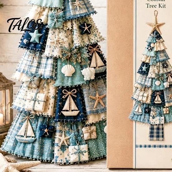 Cadeau d'artisanat de Noël pour adultes Kit d'arbre Patchwork Surdimensionné à faire soi-même, Ensemble d'assemblage en tissu à carreaux Rétro Décoration avec Ornements Suspendus Décoration de Maison de Fête