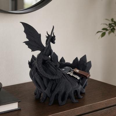 Ciotola Varie a Forma di Drago, Decorazione Grotta di Cristallo Fantasy Piatto Contenitore per Chiavi Monete Gioielli Dadi, Organizer da Scrivania Medievale, Casa e Gioco