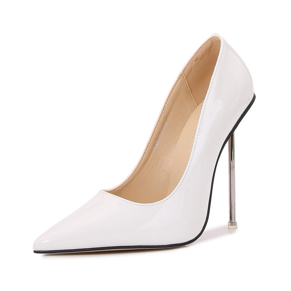 Donna Sexy Moda Moda Scarpe Singole A Punta Tacco Sottile in Metallo Scarpe da Donna WZ