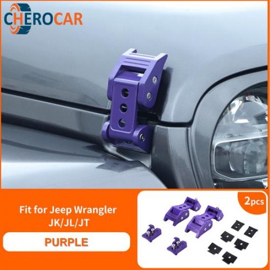 Purple Hood Latches Aluminum Hood Catch Kit Aluminum for Jeep Wrangler JK JL JT