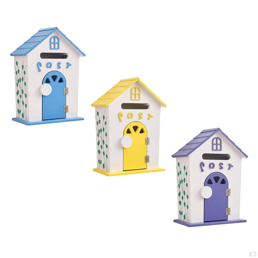 Wall Mount Mailbox Garden Wooden Post Box Mail 8.6x4.7x12.6inch Multifunctional