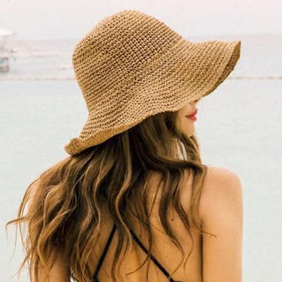 1 Stück Damen Mode Stroh Visierhut, Outdoor Strand Sonnenhut, Geflochtener Fischer Faltbarer Hut für Sommer Strand Urlaub Sonnenschutz