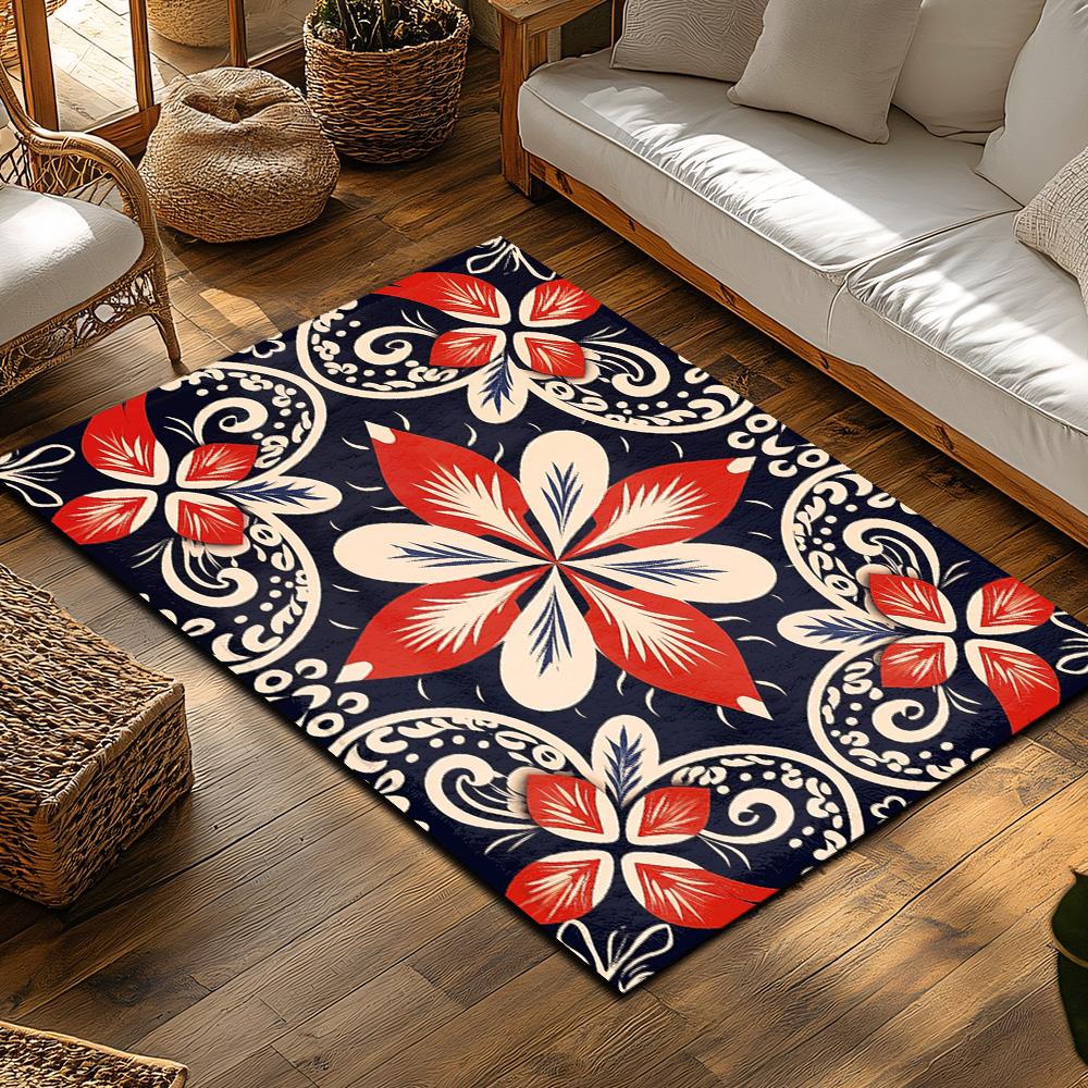 Floral Area Rug Washable Non Slip Indoor Outdoor Mat Home Decor Living Room Bedroom Carpet Modern Abstract Design Home Accent