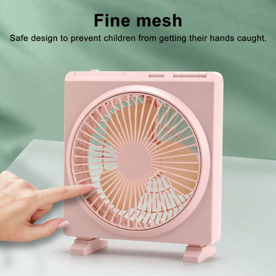Square Desk Fan USB Rechargeable Low Noise Strong Wind Personal Fan Home Office Travel Outdoor Portable Electric Cooling Fan