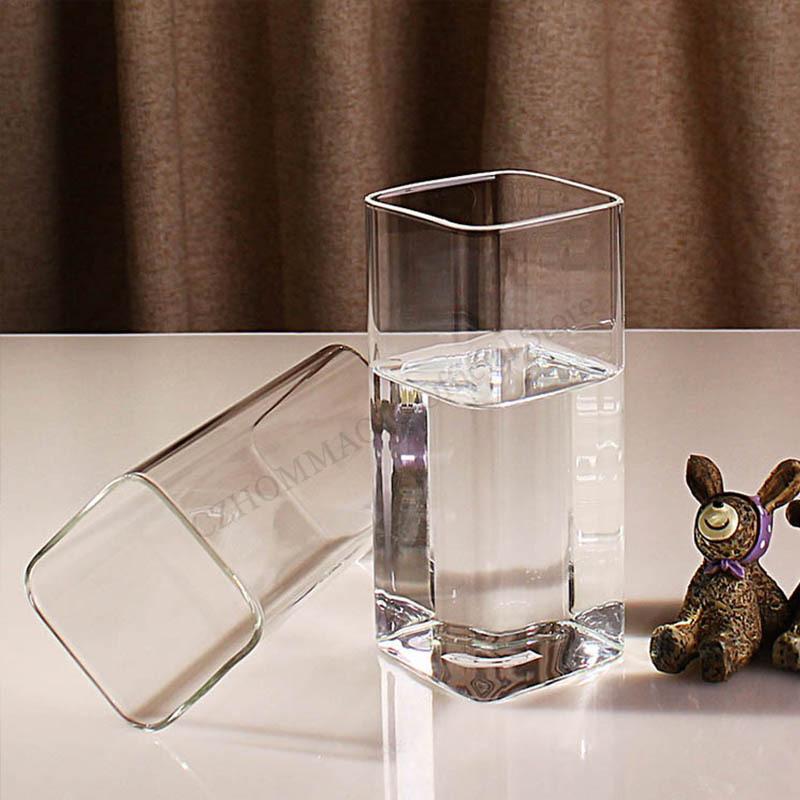 6/4/2/1Pcs Square Glass Cup Coffee Mug Heat-Resistant Water Cups Transparent Tea Mug Cup for Drinking Milk Beertea Juice Dessert