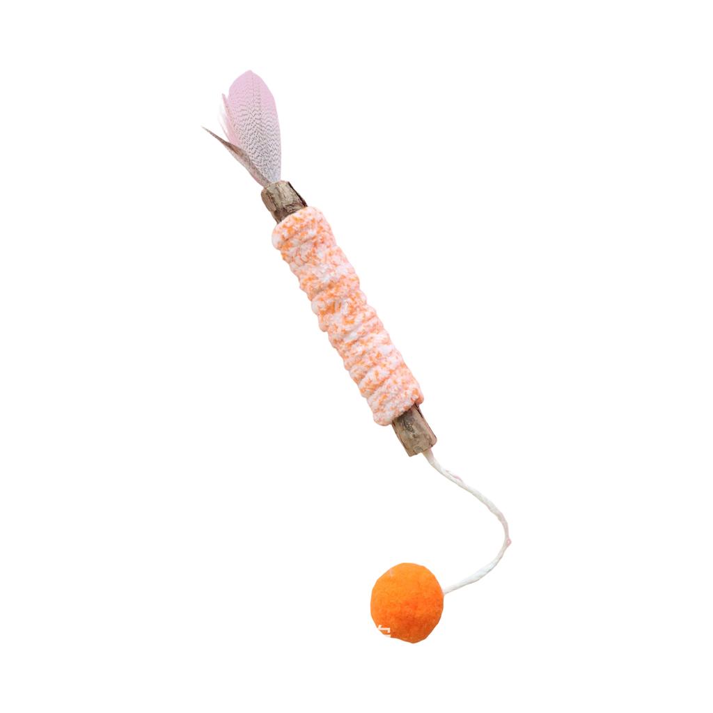 Actinidia Polygama Chew Stick, Wool Ball Toy, Wool-wrapped Cats Teaser, Natural Feathers, Chew-resistant, For Cats To Have Fun And Boredom