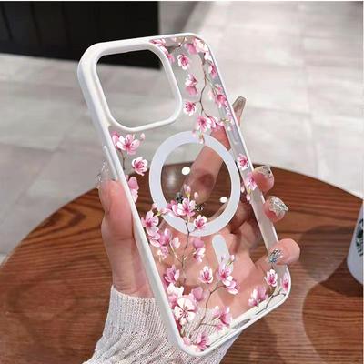 Funda de Teléfono Magnética con Diseño de Fondo Floral Elegante Rosa Sakura para iPhone 17 16 15 14 13 12 Pro Max 11 16 Plus 16E 17Air Cover