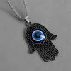 Pendant Devil's Eye Vintage Silver Hand of Fatima Fashion Retro Chain Necklace
