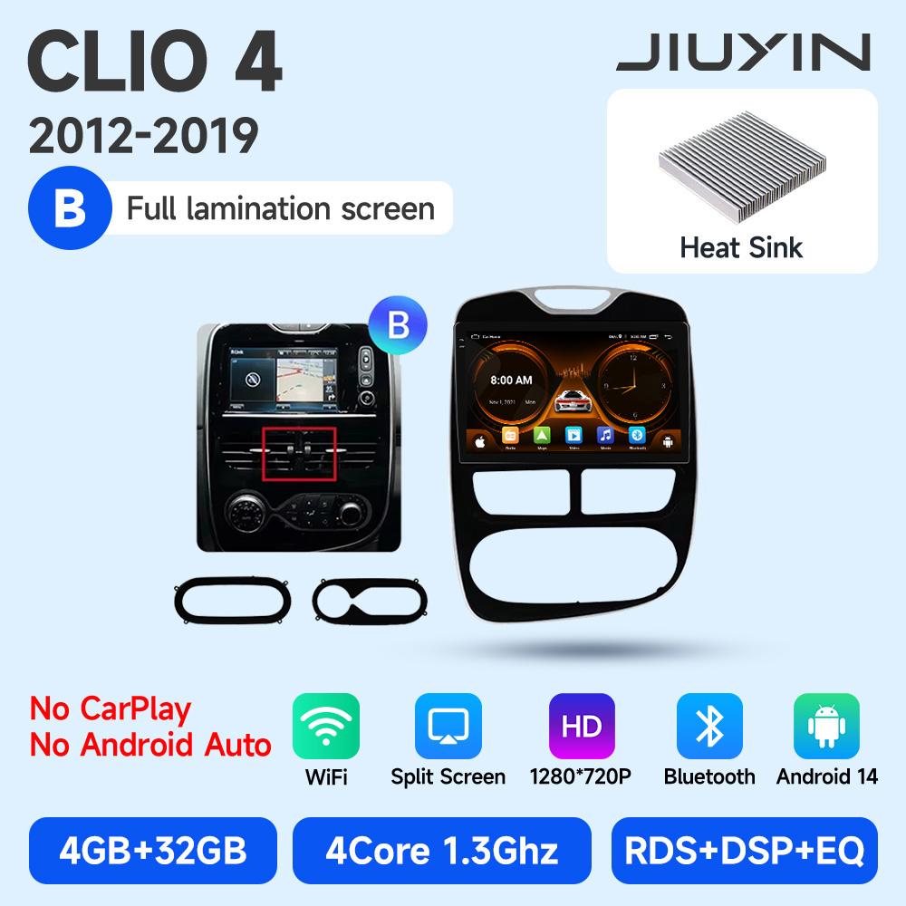 JIUYIN Android 15 Wireless CarPlay Auto Car Radio For Renault Clio 4 ZOE 2012-2019 Intelligent Systems DSP SWC RDS GPS FM BT