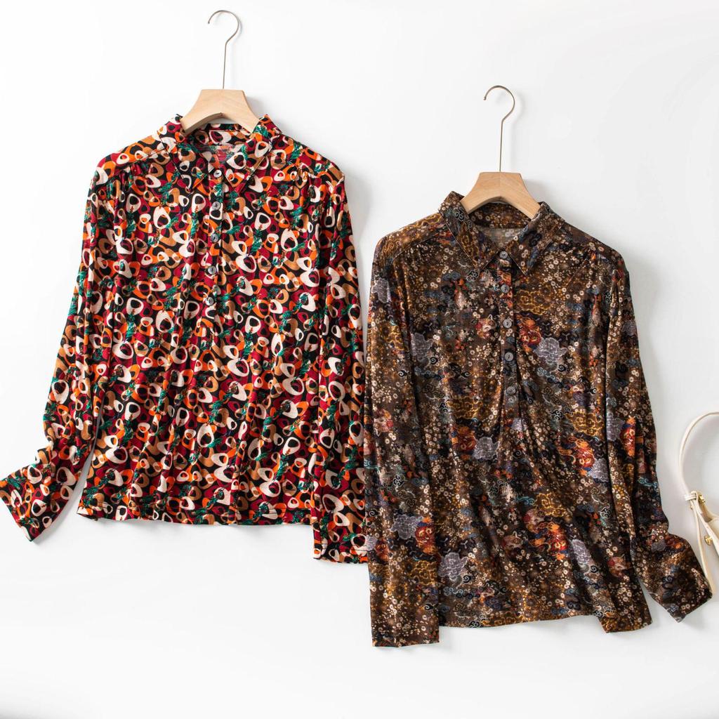 Women's Autumn/Winter Long Sleeve Merino Wool T-Shirt with Collar