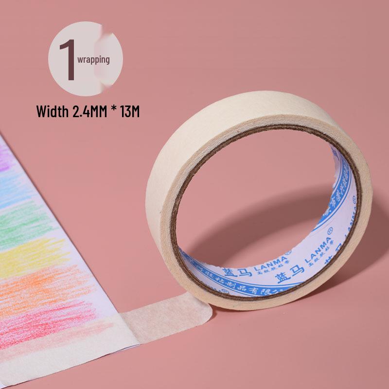 White Crepe Masking Tape: No Residue, Easy to Tear, Writable, Medium Strength Adhesive for Auto Paint & Art.