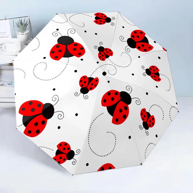 Ladybug And Sunflowers 8-Frame for Travel, Camping, Casual Lightweight Portable Umbrella, Essential for Every Family Holidays Birthday Gift