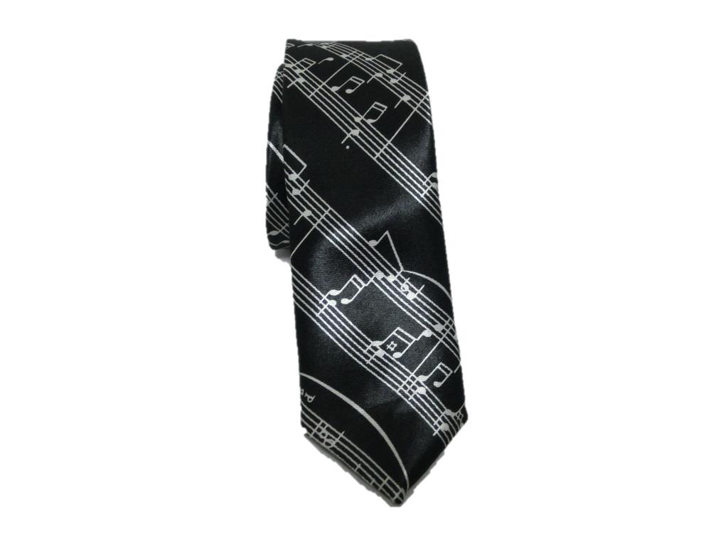 Casual Music Tie for Men: Stylish Musical Note, Border, and Dot Pattern (Black)