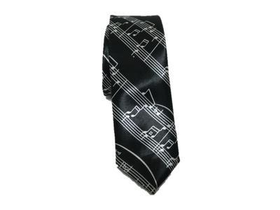 Casual Music Tie for Men: Stylish Musical Note, Border, and Dot Pattern (Black)